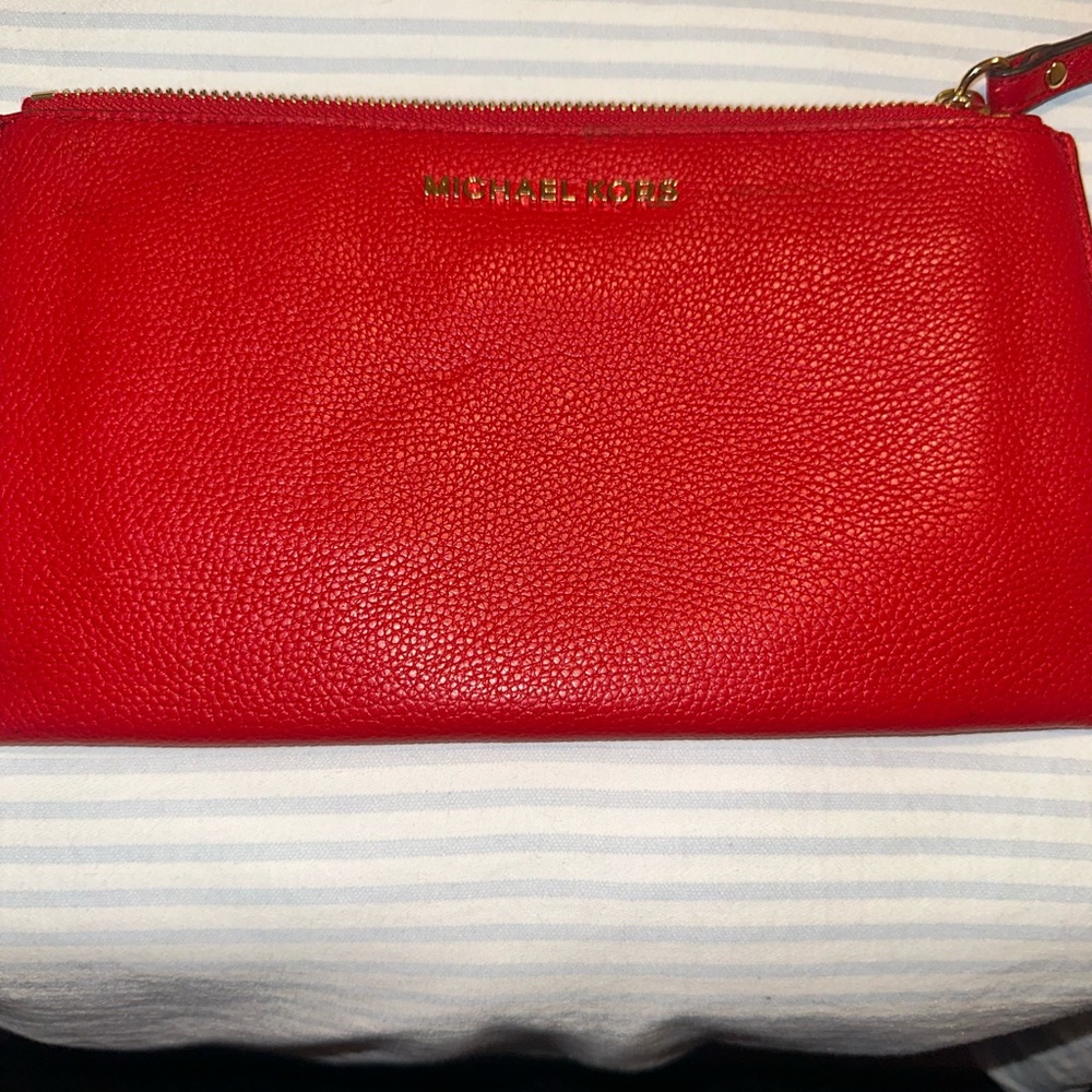 Euc red Michael Kors XL wristlet